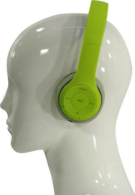 Наушники с микрофоном HARPER HB-212 Green (BluetoothMP3 FM-радио microSD шнур 1.15 м с рег.громкости)