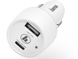 Автомобильное зарядное устройство HAMA H-183322, USB-A, USB-C, 42Вт, 3A, белый [00183322]