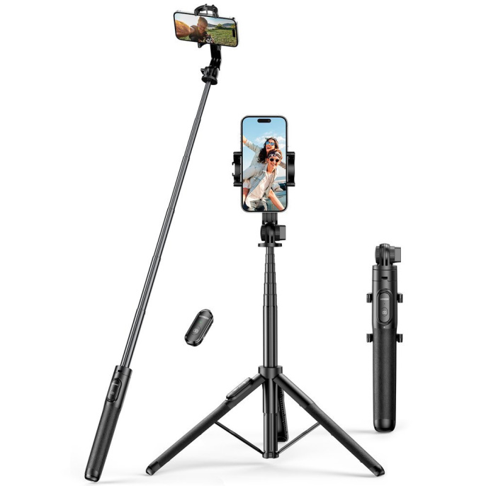 Палка-штатив для селфи UGREEN LP586 (15062) Selfie Stick Tripod with Bluetooth Remote and Length Adjusted регулируемая по высоте до 1,5 метров. Цвет: черный