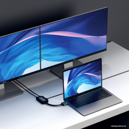 Адаптер Satechi Type-C Dual HDMI Adapter для MacBook с двумя портами USB-C. Порты 2 x HDMI 4K 60Hz, 1 x USB-C PD. Цвет серый космос. (ST-TCDHAM)