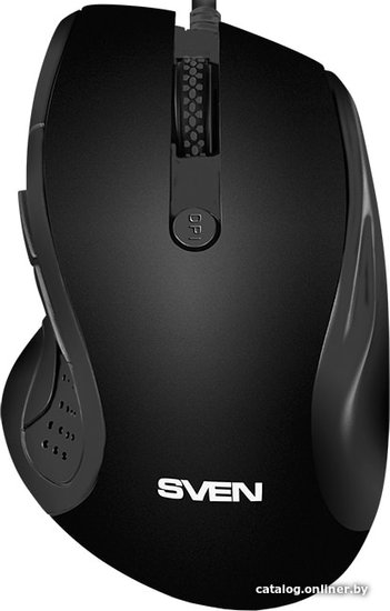 Мышь Sven RX-113 Black USB SV-018733 ноутбучная мышь для ПК, проводная USB, сенсор оптический 2000 dpi, 6 кнопок, колесо с нажатием, цвет черный