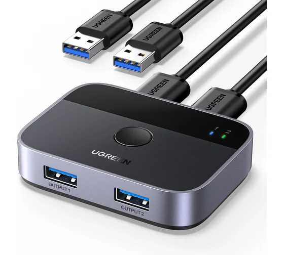 Переключатель UGREEN CM757 35313 USB 3.0 2x2 Sharing Switcher. Цвет: черно-серый