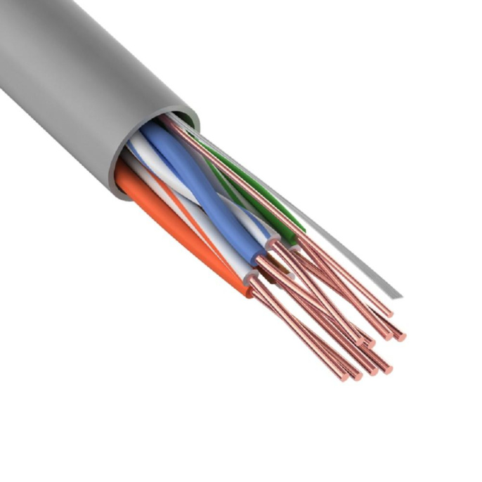 Rexant 01-0043-25 Кабель витая пара U/UTP, CAT 5e, PVC, 4PR, 24AWG, INDOOR, SOLID, серый, 25м,