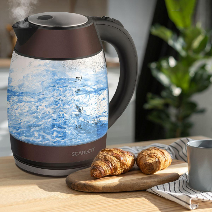 Чайник электрический Scarlett SC-EK27G100, 2200Вт, коричневый и черный