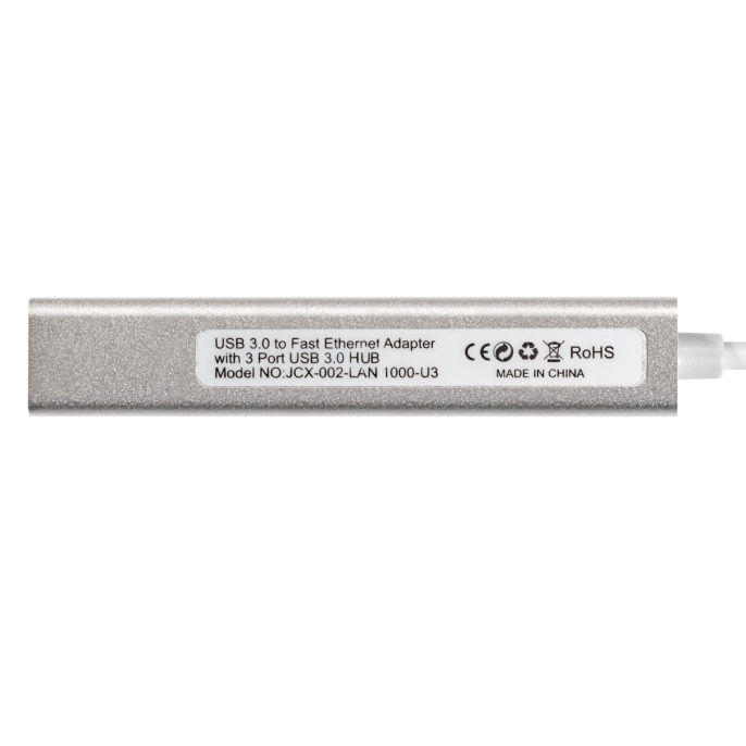 Кабель-адаптер ExeGate EXE-77U3T-45 USB3.0 -- 3xUSB3.0 + 1xRJ45 UTP 1000Mbps RTL8153, корпус алюминиевый, серебристый EX294185RUS