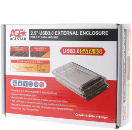 Внешний корпус для HDD/SSD AgeStar 3UB2P4C, прозрачный