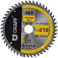 Пильный диск по дереву 210x1.4/2.2x30/25.4/20/16 мм, 48Т, чистовая обработка GRAFF 21321048