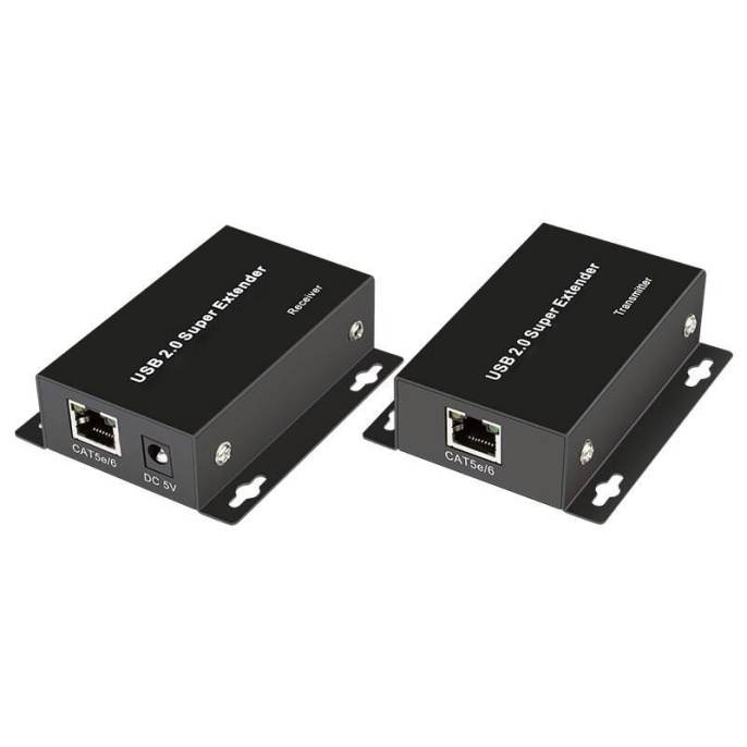 ORIENT VE02U4P, USB2.0 extender, удлинитель до 50 м по витой паре Cat6/6е, USB2.0 хаб 4 порта, питание от внешнего БП 31322