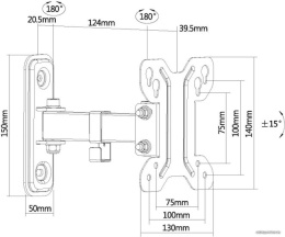 Кронштейн для телевизора Ultramounts UM892 черный 13"-27" макс.30кг настенный поворотно-выдвижной и наклонный