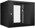 Cabeus WSC-05D-9U55/45-BK Шкаф телекоммуникационный настенный 19" 9U, серия LIGHT разборный, дверь стекло, цвет черный