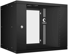 Cabeus WSC-05D-9U55/45-BK Шкаф телекоммуникационный настенный 19" 9U, серия LIGHT разборный, дверь стекло, цвет черный