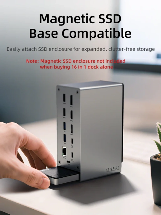 Многопортовая док-станция CABLETIME CB18D (CT-DK181-AG) 18-В-1 8K USB-C с поддержкой macOS MST на Chipset DL6950 (поддерживает 3 экрана)