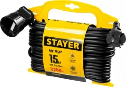 Удлинитель силовой Stayer 55014-15_z01 2x0.75кв.мм 1розет. 15м ПВС пласт.рамка черный