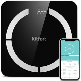 Напольные весы KitFort КТ-841, до 180кг, цвет: черный
