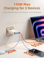 Зарядное устройство CABLETIME G150W (CT-GAN150-PW) 150 Вт, PD 3.1, GAN 3C1A, белый