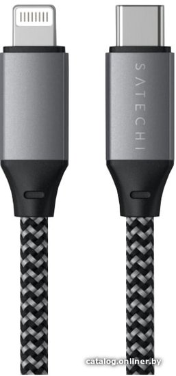 Кабель Satechi USB-C to Lightning MFI Cable. Длина кабеля: 25 см. Цвет: серый космос. (ST-TCL10M)