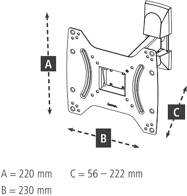 Кронштейн для телевизора Hama 00220821 черный 19"-48" макс.20кг настенный поворот и наклон