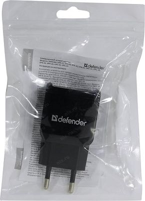 Defender EPA-13 Black 83840 Зарядное устройство USB (Вх. AC100-240V Вых. DC5V 10.5W 2xUSB)