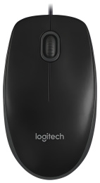 Мышь Logitech B100 Черный (910-005547) (полноразмерная, для ПК, проводная USB, оптический сенсор, разрешение сенсора: 1000 dpi, 3 кнопки, колесо с нажатием, длина провода: 1.8 м)
