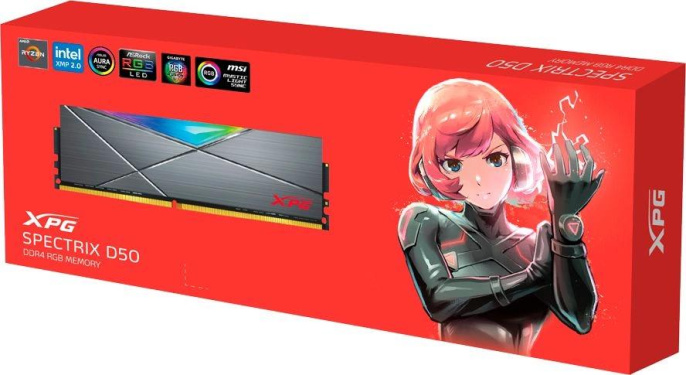 Память DDR4 16GB 3600MHz A-Data AX4U360016G18I-ST50 XPG Spectrix D50 RGB RTL Gaming PC4-28800 CL18 DIMM 288-pin 1.35В single rank с радиатором Ret