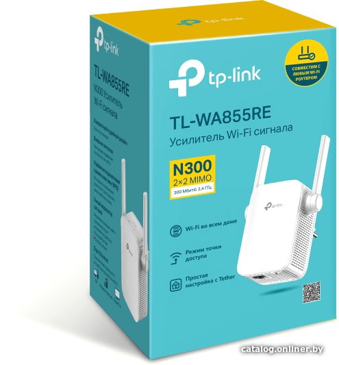 Повторитель беспроводного сигнала TP-Link TL-WA855RE N300 10/100BASE-TX белый