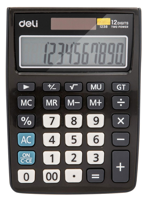 Калькулятор DELI E1238black,  12-разрядный, черный