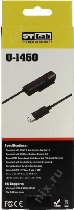 SUNRICH TECHNOLOGY(H.K.) LIMITED Адаптер для подключения к USB St-Lab USB3.0 to SATA 6G Adapter U-1450