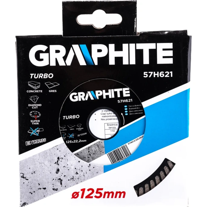 Диск алмазный ультра тонкий 125х22.2 мм turbo GRAPHITE 57H621