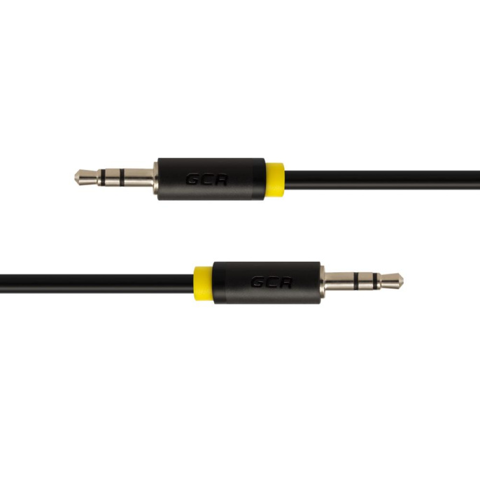 Greenconnect Кабель аудио 0.5m jack 3,5mm/jack 3,5mm черный, желтая окантовка, ультрагибкий, 28 AWG, M/M, Premium GCR-AVC1114-0.5m, экран, стерео