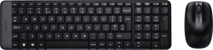 Комплект клавиатура+мышь Logitech MK220, USB, беспроводной, с гравировкой, черный [920-003161]