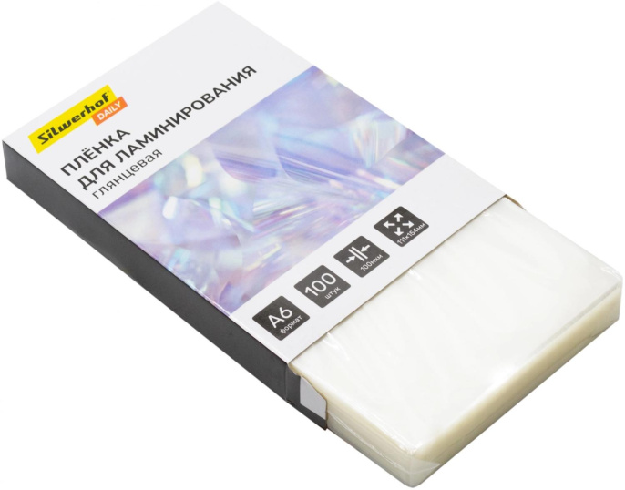 Пленка для ламинирования Silwerhof 100мкм A6 100шт глянцевая 111x154мм Daily
