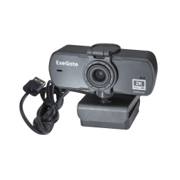 Веб-камера широкоугольная ExeGate Stream C940 Wide 2K AF T-Tripod (4Мп, 2560x1440, 30fps, H.264, автоматический фокус, защитная шторка, штатив Tripod Tele Ball в комплекте, широкоугольный 4-линзовый (стекло) объектив 89°, EX294582RUS