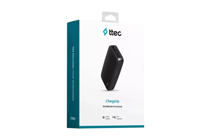 Внешний аккумулятор TTEC ChargeUp 20000mAh Powerbank. Цвет: черный
