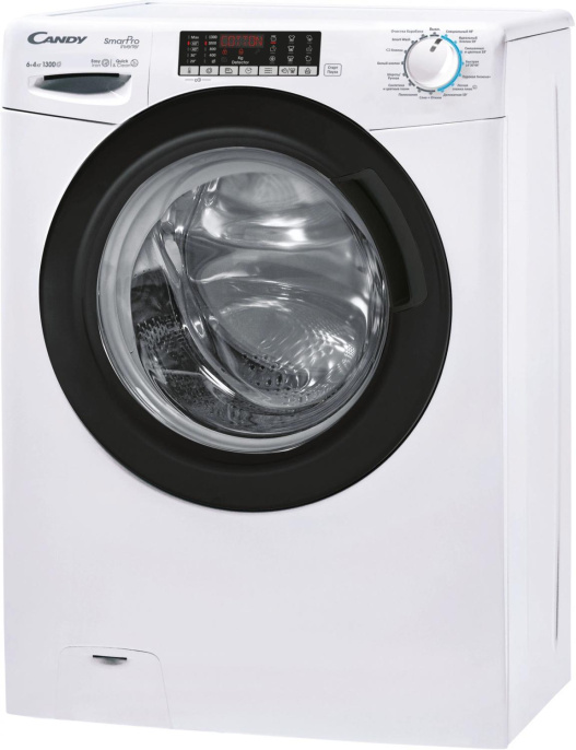Стиральная машина узкая Candy Smart Pro Inverter CSOW43 646TWMB-07, с фронтальной загрузкой, 6кг, 1300об/мин, с паром, с сушкой, инверторная
