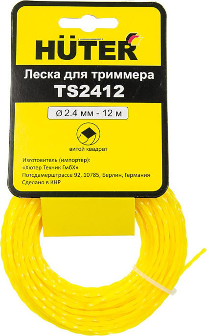 Леска для садовых триммеров Huter TS2412 d 2.4мм L 12м для GGT-800S T /1000S T /1300S T /1500S T 71/2/13