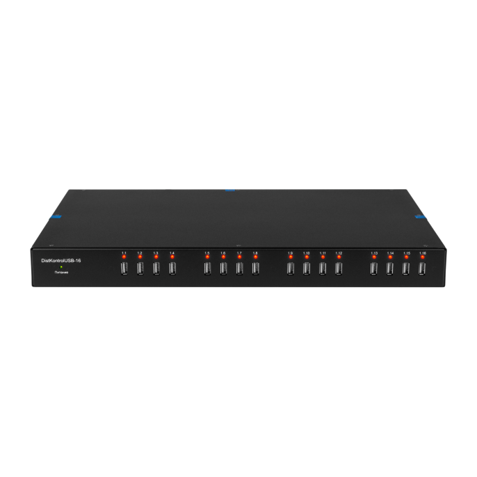 Управляемый USB over IP концентратор DistKontrolUSB16-4 с 16 портами USB 2 блока питания / Ethernet 2 x 10/100/1000 Mb/Защитный модуль с замком