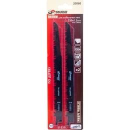 Пилка по дереву S1531L (2 шт; 230х1.3 мм; 5TPI; HCS) для сабельной пилы SKRAB 20866