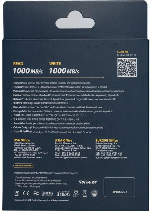 Накопитель SSD Patriot USB3.1 512GB PTPL512GPECB Lite Transporter 2.5" красный