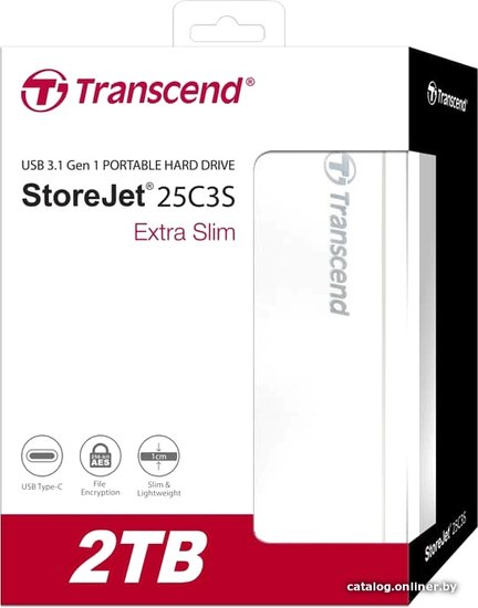 Transcend Portable HDD 2TB StoreJet 25C3S USB 3.1 gen.1 Type-C / Type-A,серебристый (TS2TSJ25C3S)