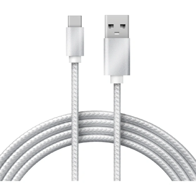 Кабель USB Type-C - USB REXANT 2,4A серебристая нейлоновая оплетка 1 м 18-1884