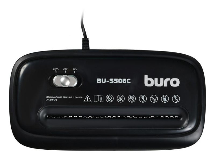 Уничтожитель бумаг Buro Home BU-S506C,  P-4,  4х36 мм, 5 лист. одновременно, 12л