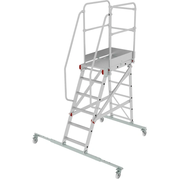 Передвижная односторонняя лестница-подмости с платформой Новая Высота NV 5510, 1x6 ступеней 5510106