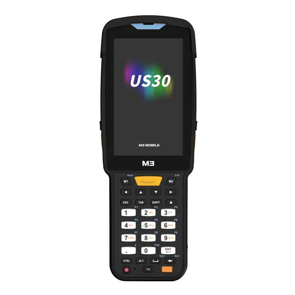 Терминал сбора данных M3 Mobile US30W Android 13.0 GMS, WVGA, Wi-Fi 6, SE5500 2D SS , 16MP Rear Camera, BT5.3, NFC HF , 4G/64G, 30K, 6700mAh Battery, Hand Strap, Bullet Proof Film. Req CRD&PWSP (US300D-TFCWRE-HF)