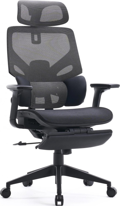 Кресло Cactus CS-CHR-MC01-GYBK, ткань, до 120кг, регулируемые 2D подлокотники,  черный