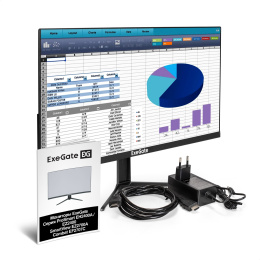 Монитор с аудио 23.8" 100 Гц ExeGate ProSmart EH2400A (VA LED Grade A+, FHD, 1920x1080@100Гц, 16:9, 250cd/m2, 4000:1, 178°/178°, 5ms, audio-out, Speakers, D-Sub, HDMI, FreeSync, Low Blue Light, кабель HDMI 1.5м, VESA, регулировка наклона (tilt), черный) E
