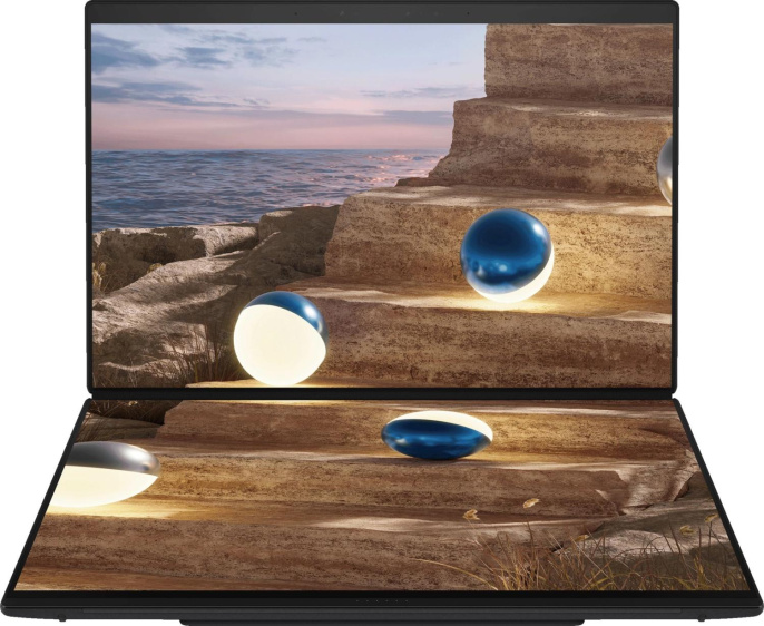 Ноутбук Asus ZenBook Duo UX8407AA-SN426X Core Ultra X7 358H 32Gb SSD1Tb Intel Arc 14" OLED Touch 3K 2880x1800 Windows 11 Pro grey WiFi BT Cam 90NB16V1-M00P90