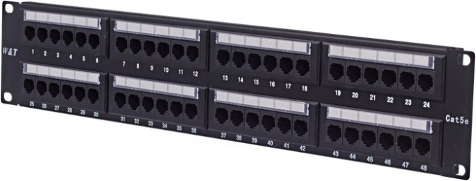 Патч-панель 19", 48 портов RJ-45, кат.5e, Krone IDC, 2U WT-2029B-KR-48 ports