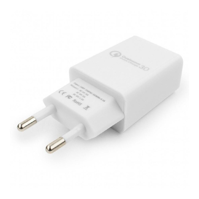 Cablexpert Адаптер питания, Qualcomm QC 3.0 , 100/220V - 1 USB порт 5/9/12V, белый MP3A-PC-16