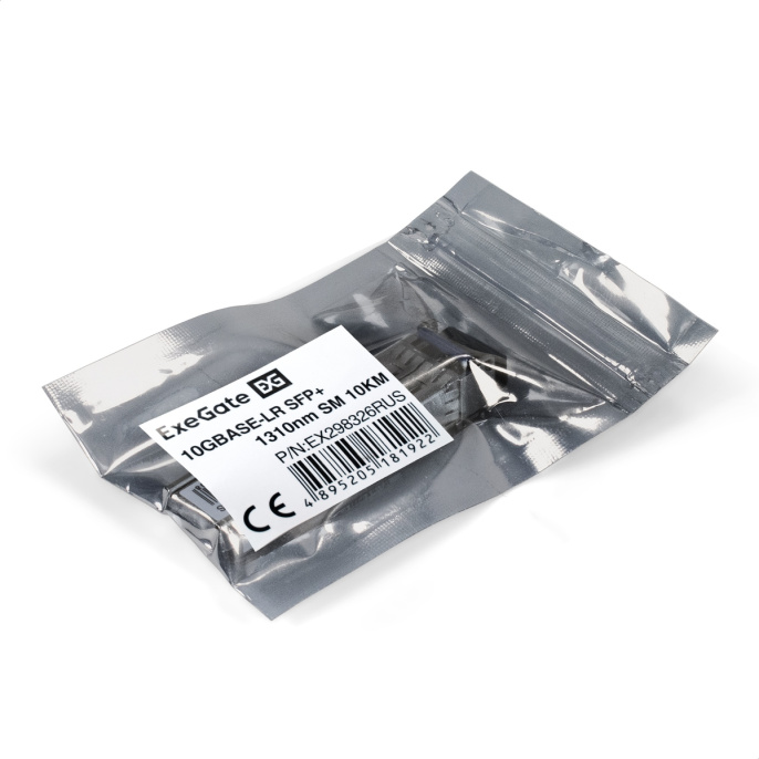 Трансивер SFP+ ExeGate EXT-10G-SM1310-LC2-10KM 10GBase-LR для одномодового оптического кабеля, 10 Гбит/с, Tx:1310/Rx:1310 нм, до 10 км, разъем Duplex LC EX298326RUS