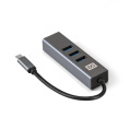 USB-Хаб (концентратор) 4-в-1 ExeGate DUB-4TC (кабель-адаптер USB Type C --> 4xUSB3.0, Plug&Play, корпус алюминиевый, серебристый) EX293987RUS